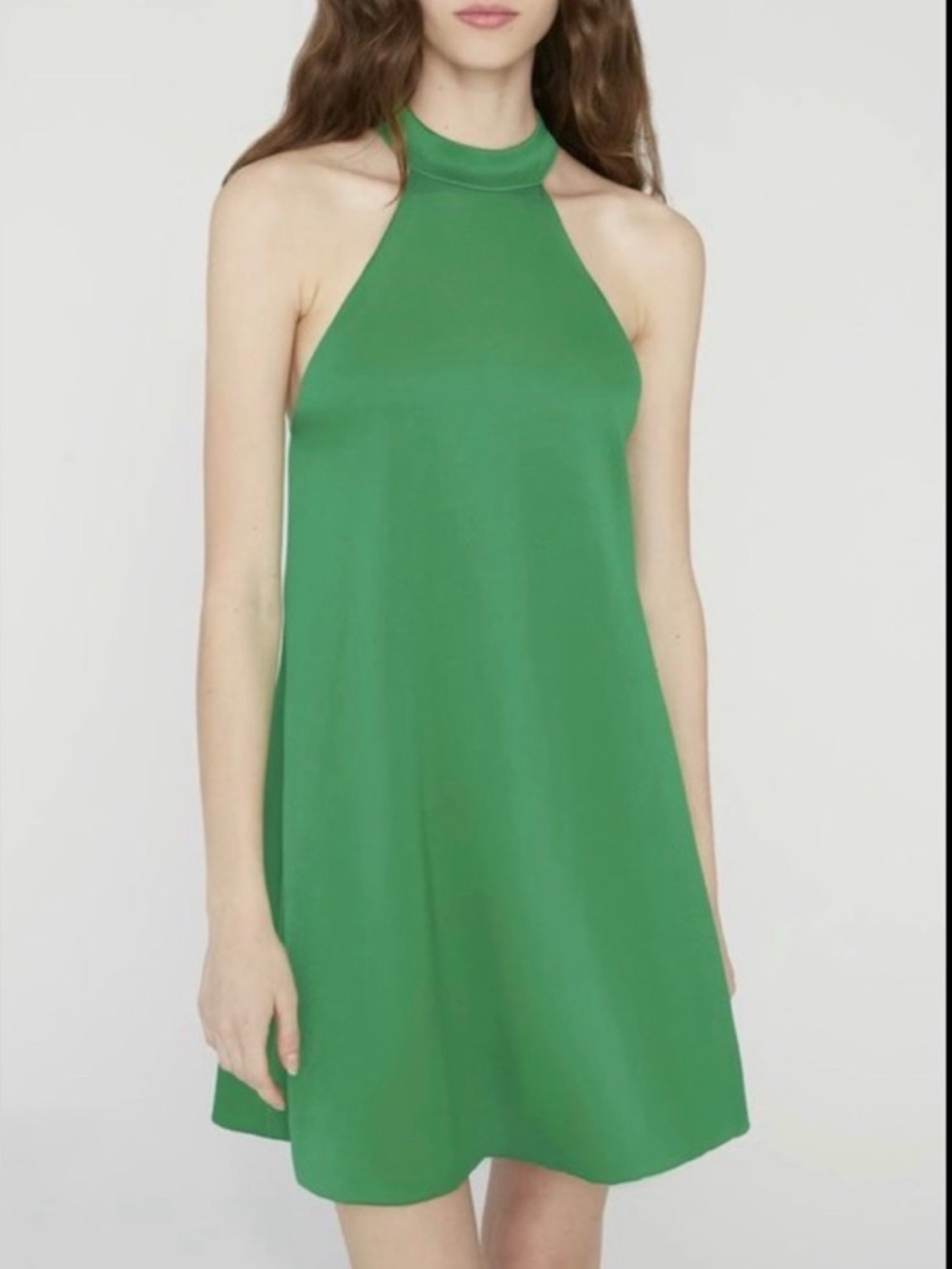 NEW Alice&Olivia Susanna Green Mock Neck Sleeveless Fully Lined Shift Dress